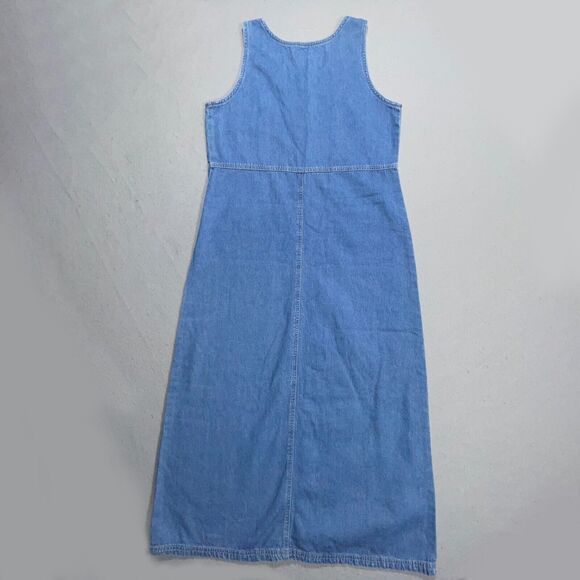 Vintage AMI Denim Jean Maxi‎ Dress Sleeveless Pockets Casualcore Grunge - Picture 7 of 8